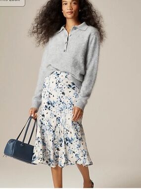 J. Crew Gwyneth flounce-hem skirt in sky floral chiffon